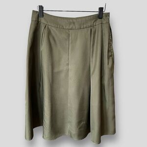 yige Women’s High Waist Flared Skirt Pleated Olive w/ Pockets Lined